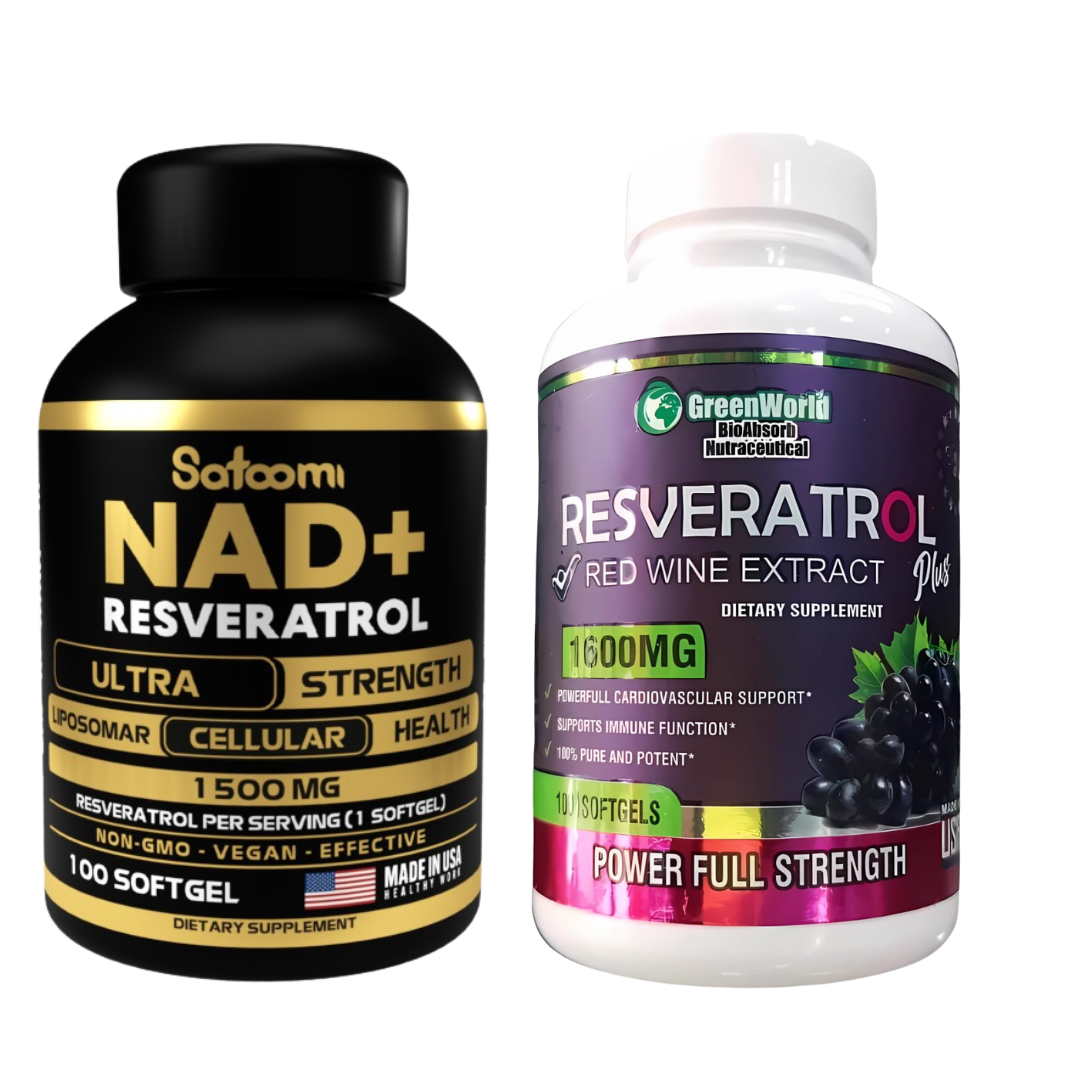 Tratamiento Antienvejecimiento X 3 meses NAD + Resveratrol 200 Capsulas -  La Fórmula Definitiva para una Vida Larga y Saludable