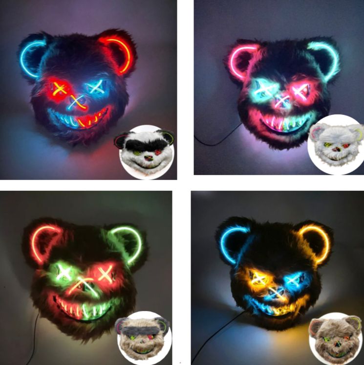 MASCARA DISFRAZ HALLOWEN OSO DOBLE LUZ L