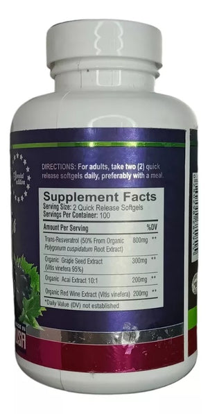 Tratamiento Antienvejecimiento X 3 meses NAD + Resveratrol 200 Capsulas -  La Fórmula Definitiva para una Vida Larga y Saludable